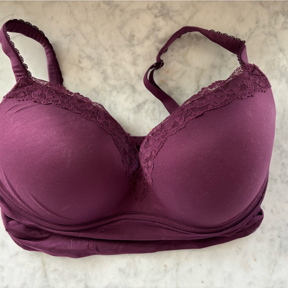Elegant Lace Trim Purple Bra